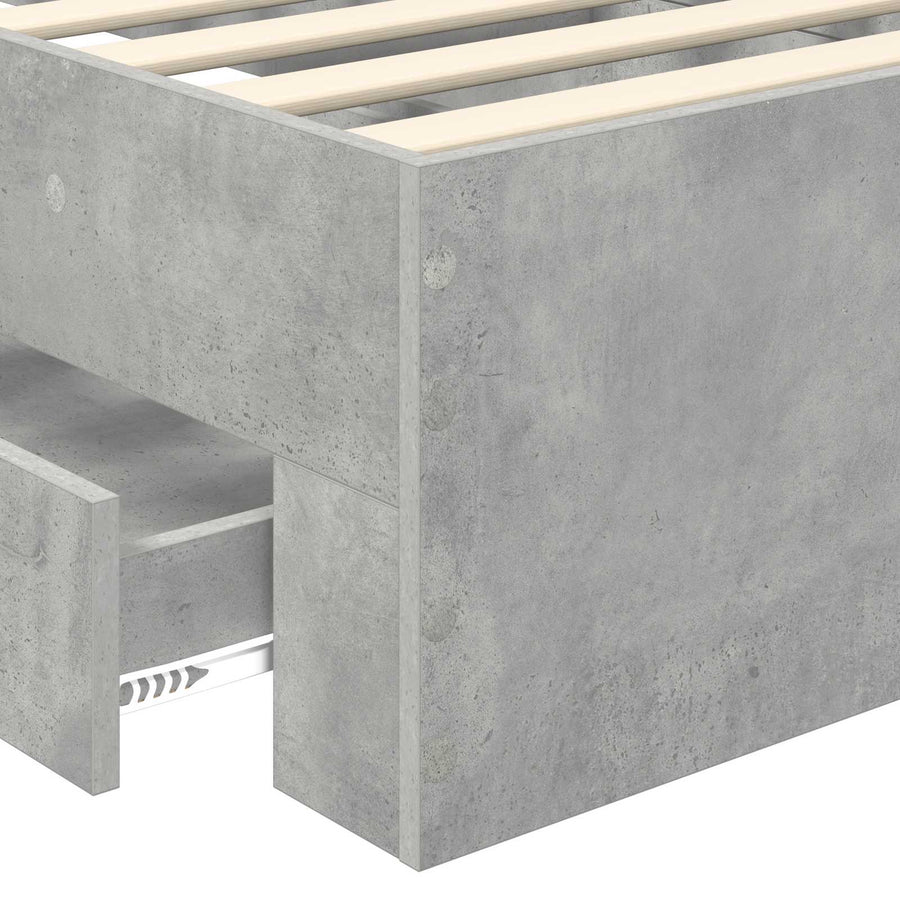 Bedframe met lade Beton Grijs 100 x 200 cm Bewerkt hout
