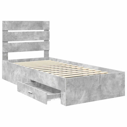 Bedframe met lade Beton Grijs 100 x 200 cm Bewerkt hout