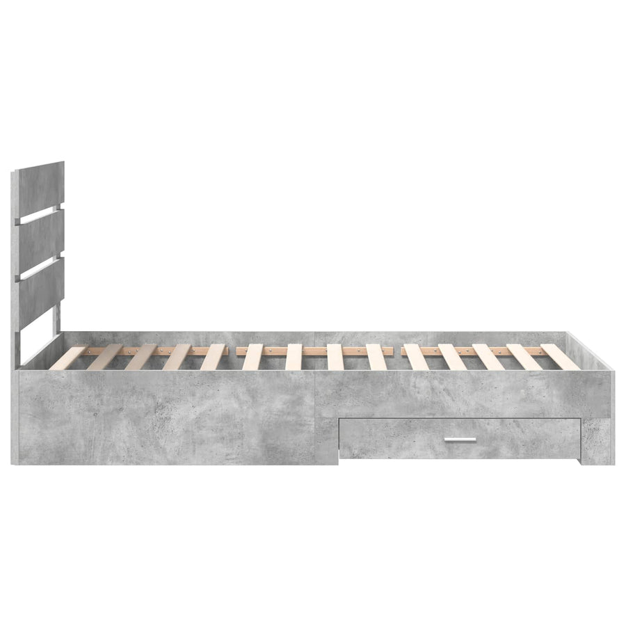 Bedframe met lade Beton Grijs 100 x 200 cm Bewerkt hout