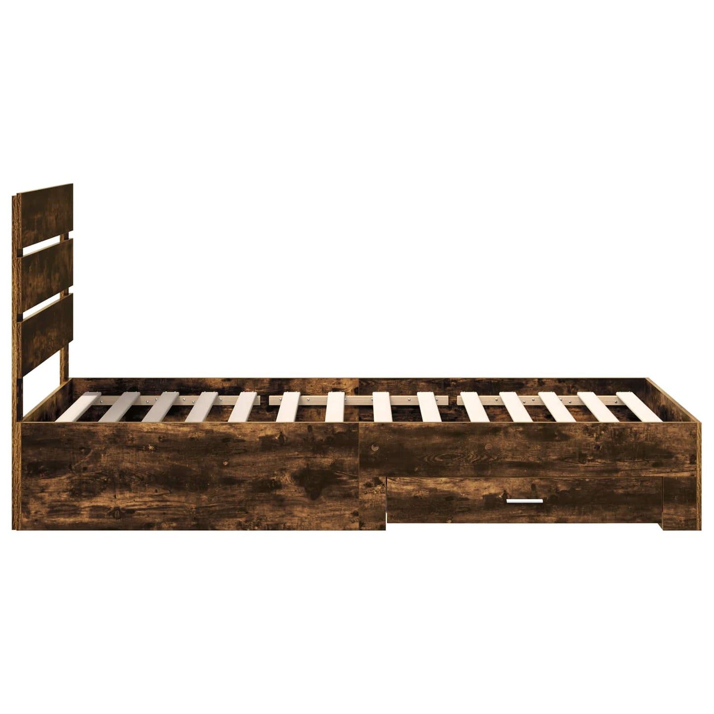 Bedframe met lade Gerookt eiken 100 x 200 cm Bewerkt hout