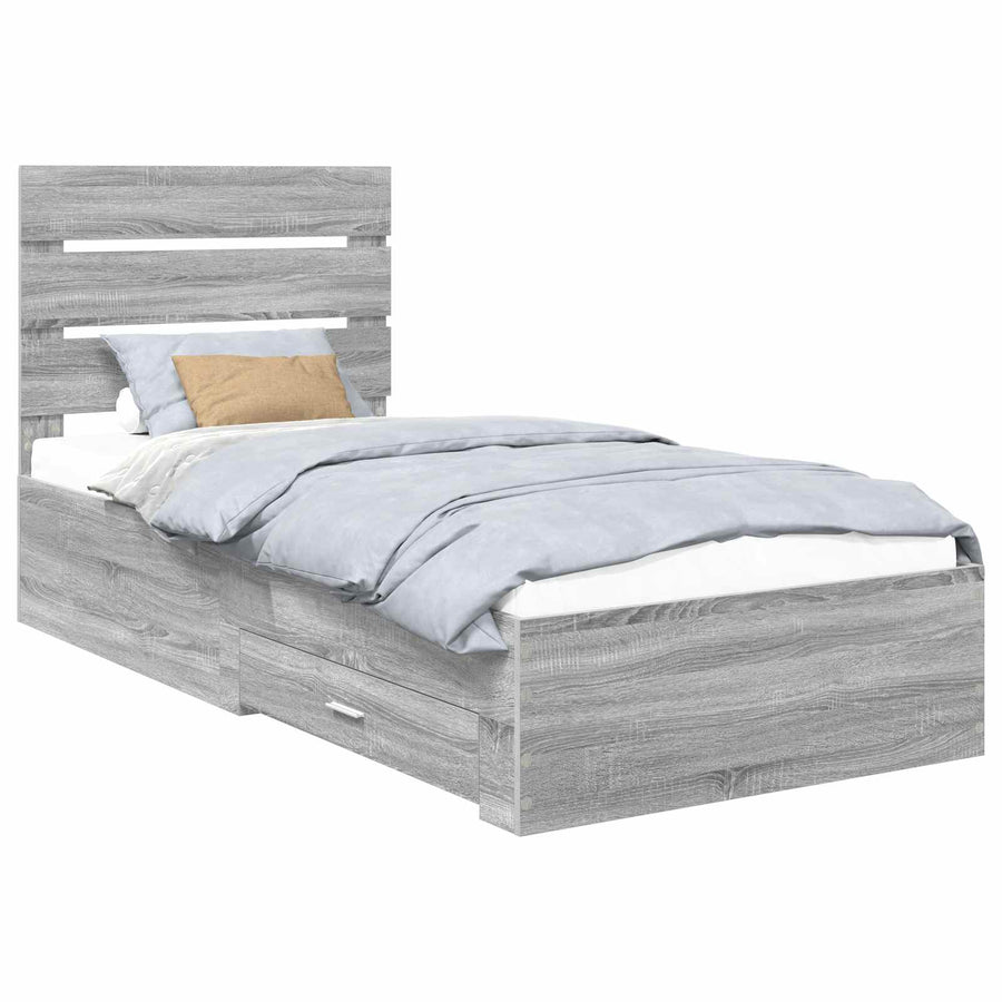 Bedframe met lade Grijs Sonoma 100 x 200 cm Bewerkt hout
