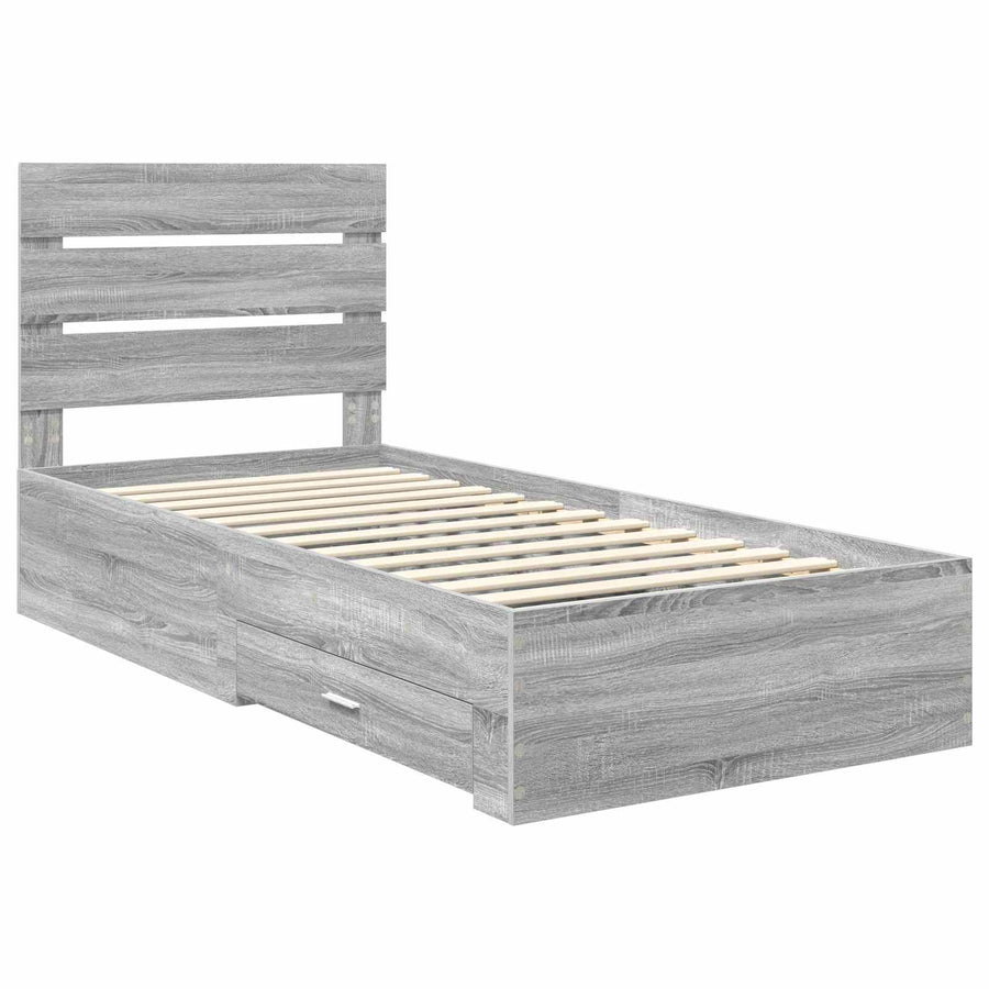 Bedframe met lade Grijs Sonoma 100 x 200 cm Bewerkt hout