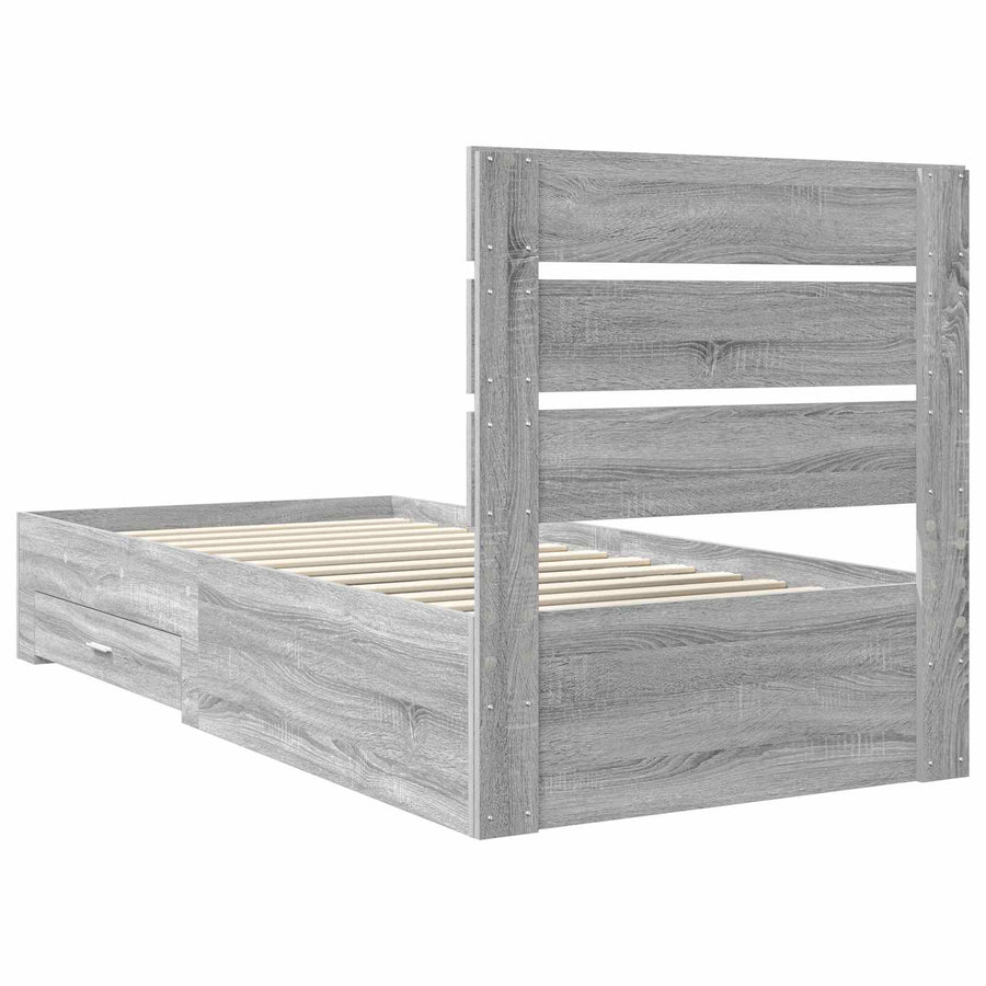 Bedframe met lade Grijs Sonoma 100 x 200 cm Bewerkt hout