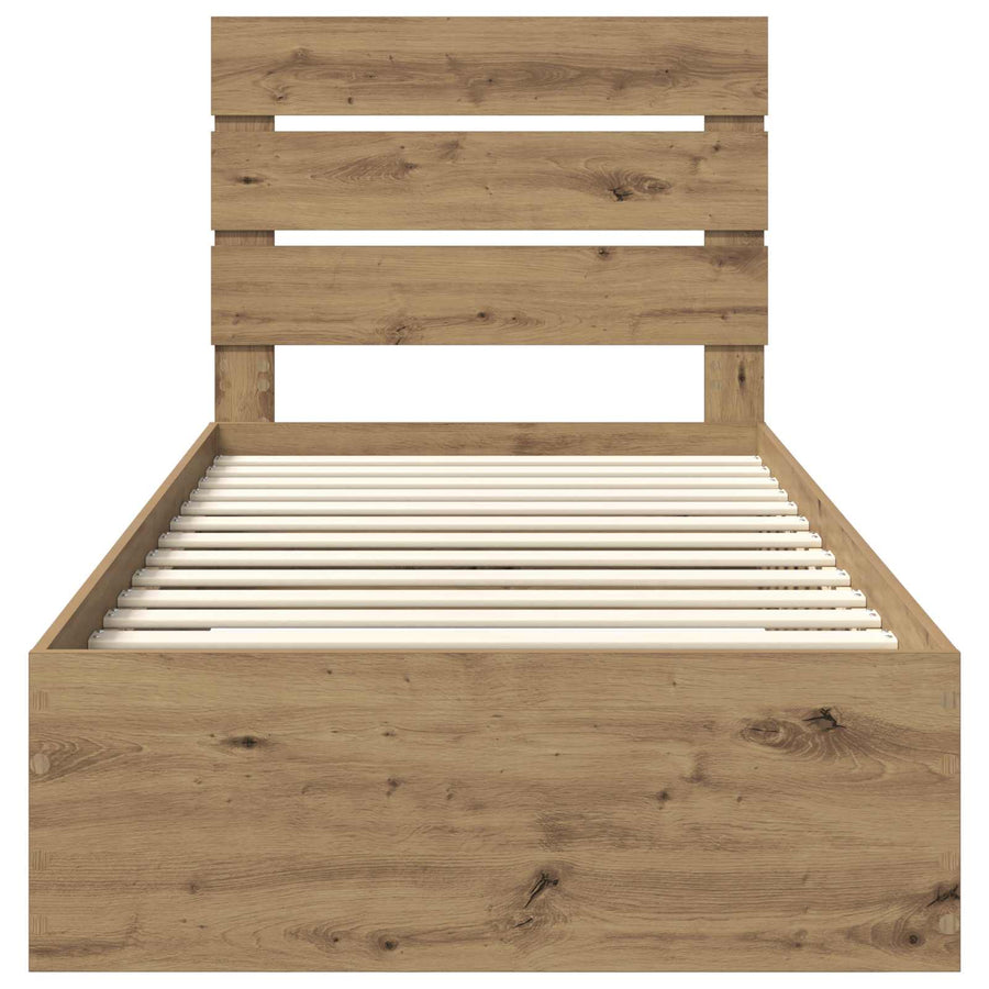 Bedframe met lade Artisan Eiken 100 x 200 cm Bewerkt hout