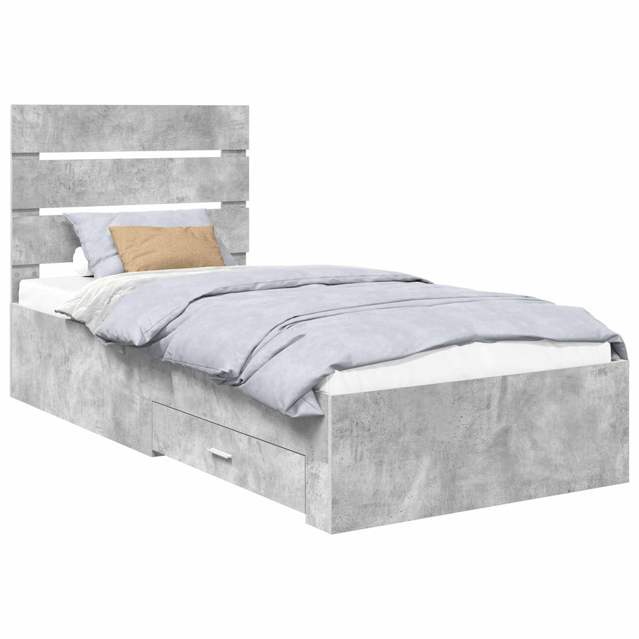 Bedframe met lade Beton Grijs 90 x 200 cm Bewerkt hout