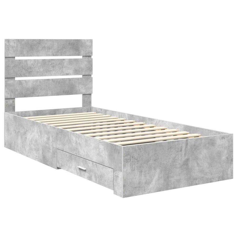 Bedframe met lade Beton Grijs 90 x 200 cm Bewerkt hout