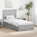 Bedframe met lade 90x200 cm grijs bewerkt hout