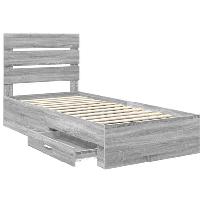 Bedframe met lade Grijs Sonoma 90 x 200 cm Bewerkt hout