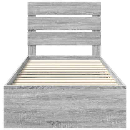 Bedframe met lade Grijs Sonoma 90 x 200 cm Bewerkt hout