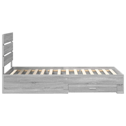 Bedframe met lade Grijs Sonoma 90 x 200 cm Bewerkt hout