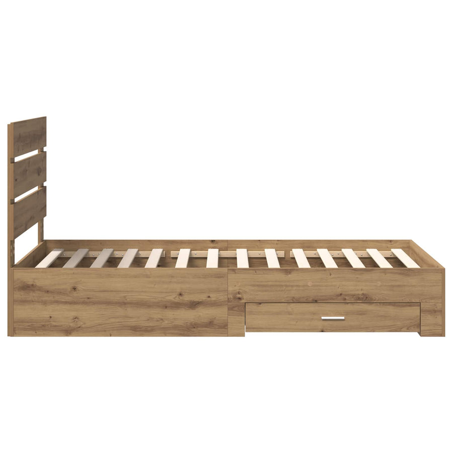 Bedframe met lade Artisan Eiken 90 x 200 cm Bewerkt hout
