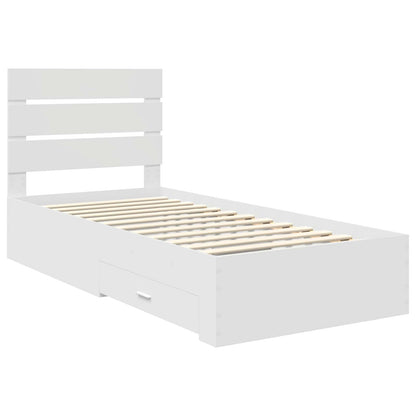 Bedframe met lade met hoofdeinde Wit 90 x 190 cm Bewerkt hout