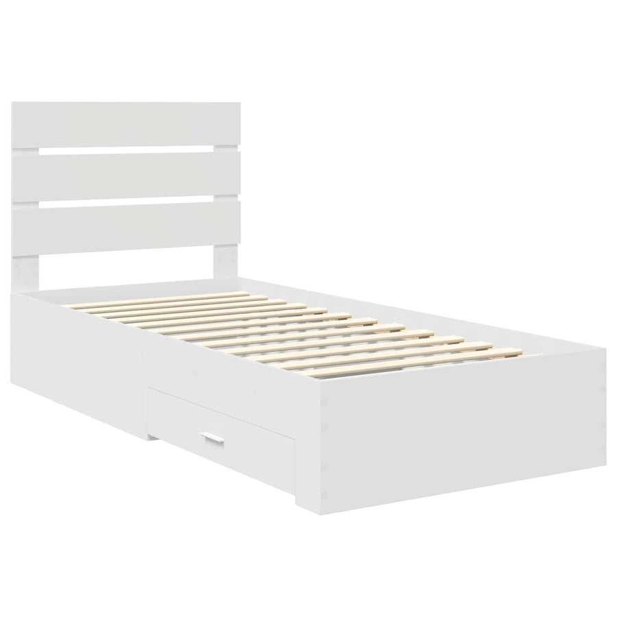 Bedframe met lade met hoofdeinde Wit 90 x 190 cm Bewerkt hout