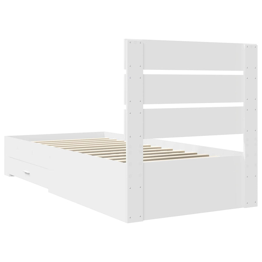 Bedframe met lade met hoofdeinde Wit 90 x 190 cm Bewerkt hout