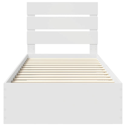 Bedframe met lade met hoofdeinde Wit 90 x 190 cm Bewerkt hout