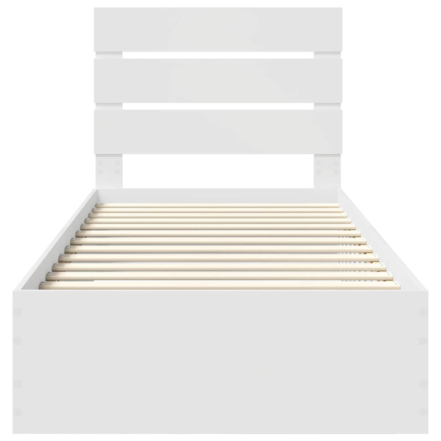 Bedframe met lade met hoofdeinde Wit 90 x 190 cm Bewerkt hout