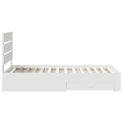 Bedframe met lade met hoofdeinde Wit 90 x 190 cm Bewerkt hout