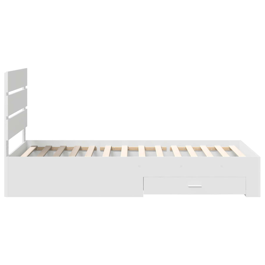 Bedframe met lade met hoofdeinde Wit 90 x 190 cm Bewerkt hout