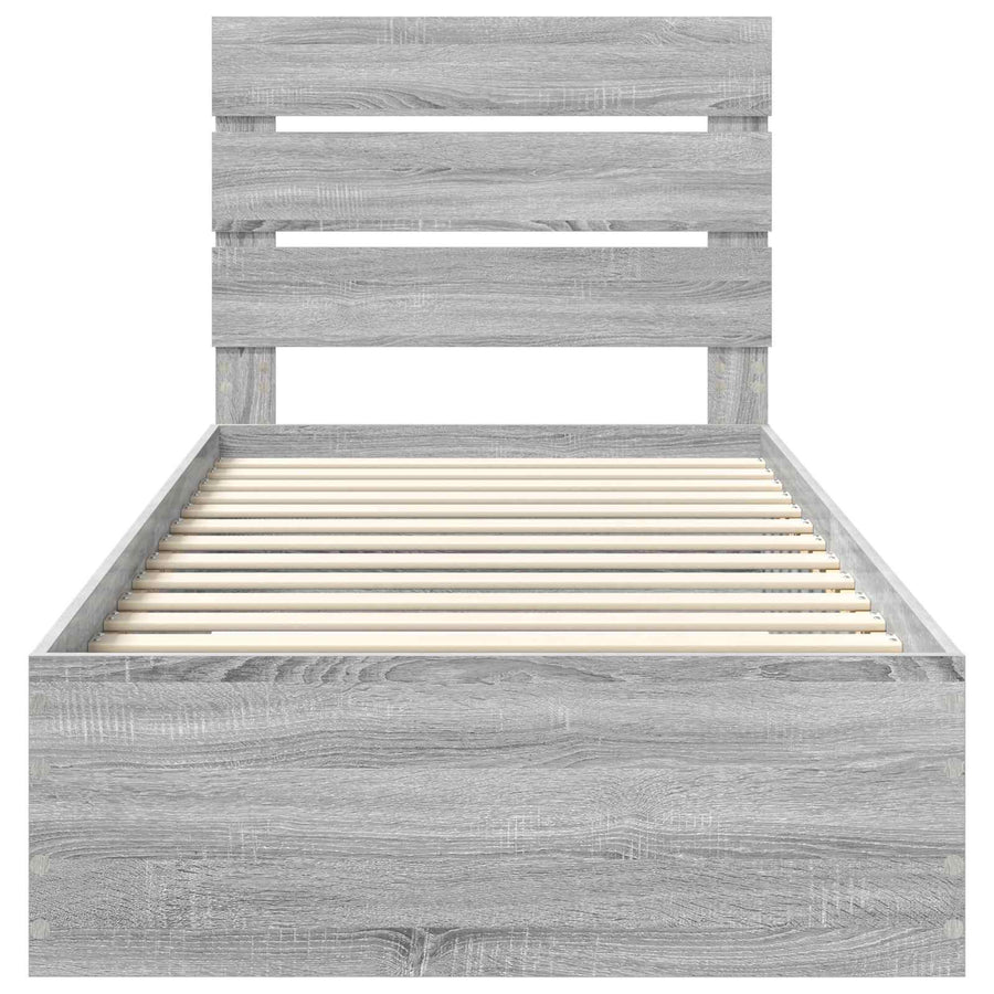 Bedframe met lade Grijs Sonoma 90 x 190 cm Bewerkt hout