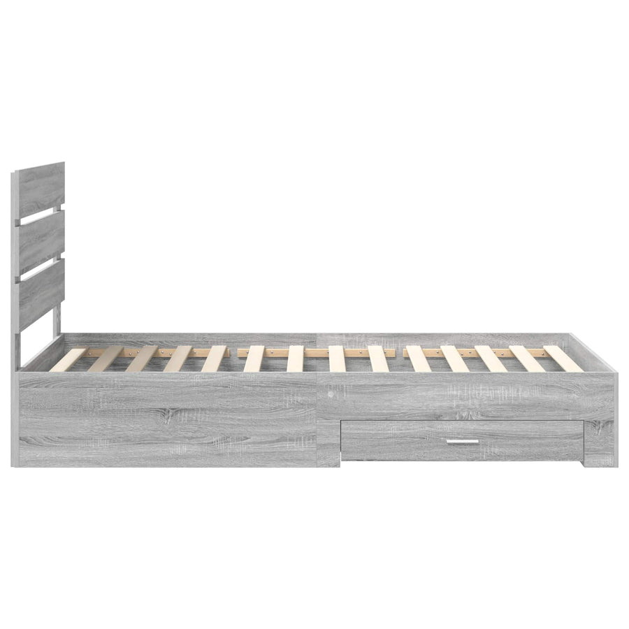 Bedframe met lade Grijs Sonoma 90 x 190 cm Bewerkt hout