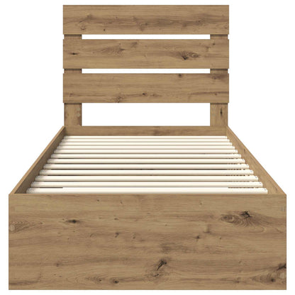 Bedframe met lade Artisan Eiken 90 x 190 cm Bewerkt hout
