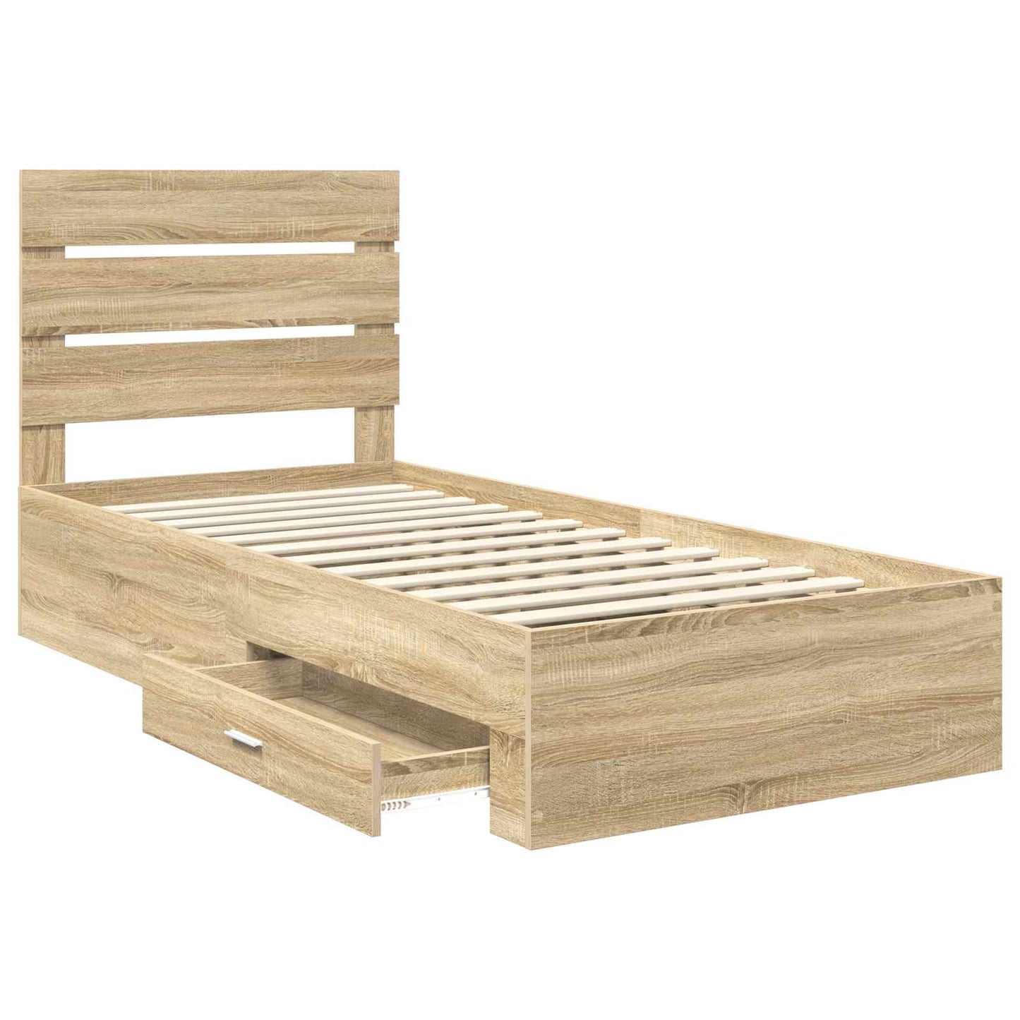 Bedframe Sonoma Eiken en Zilver 75 x 190 cm Bewerkt hout