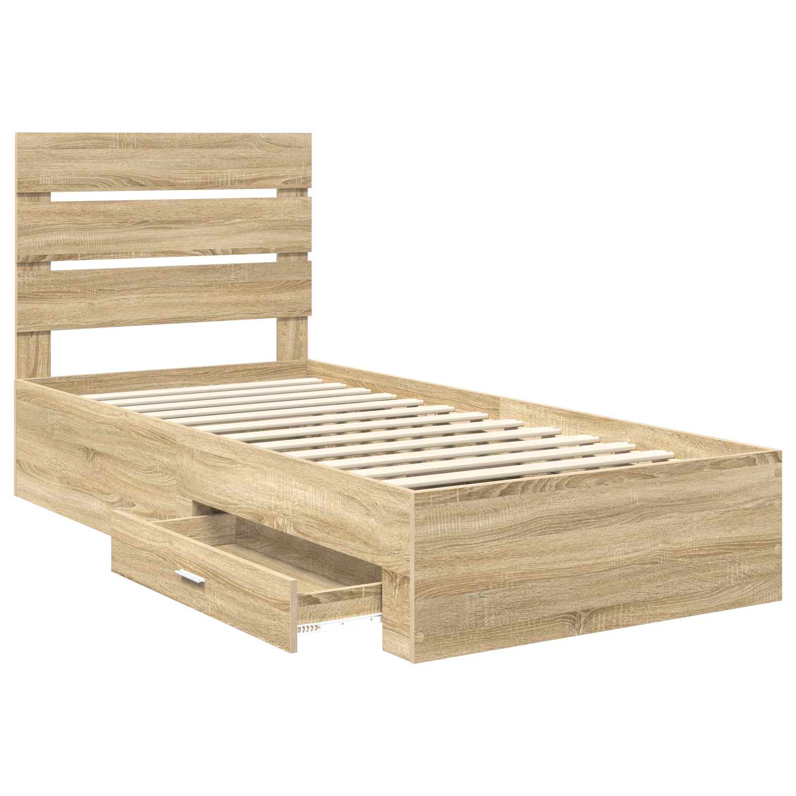 Bedframe Sonoma Eiken en Zilver 75 x 190 cm Bewerkt hout