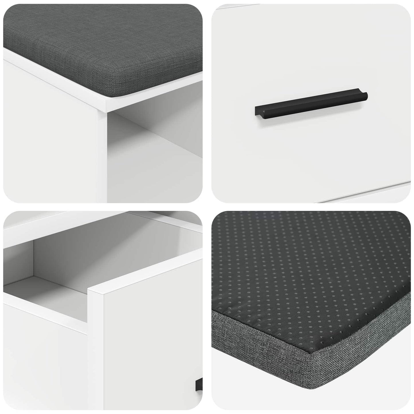 Halbank Wit 60 x 38 x 46 cm Spaanplaat en Bekledingsstof
