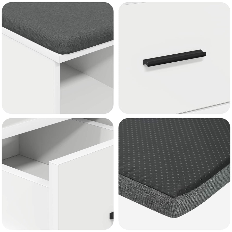 Halbank Wit 60 x 38 x 46 cm Spaanplaat en Bekledingsstof