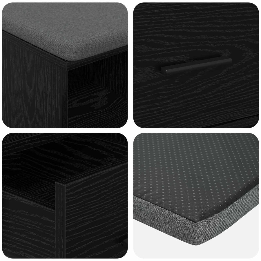 Halbank met kussen met lade Zwart Eiken 60 x 38 x 46 cm
