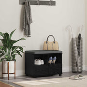 Halbank met lade en kussen zwart eiken 60x38x46 cm