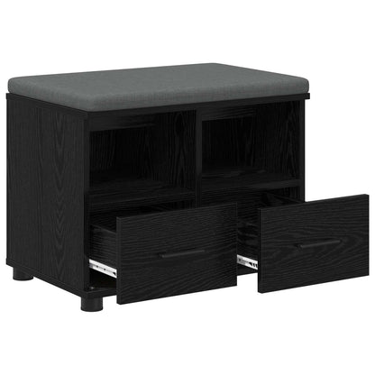 Halbank met kussen met lade Zwart Eiken 60 x 38 x 46 cm