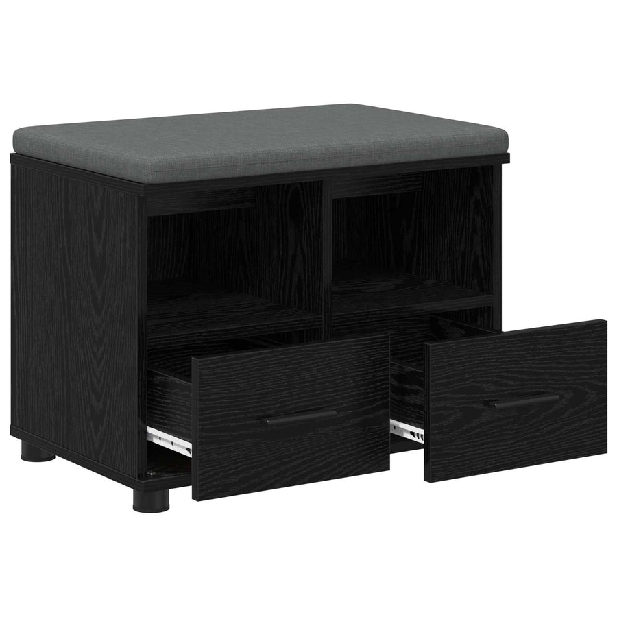 Halbank met kussen met lade Zwart Eiken 60 x 38 x 46 cm