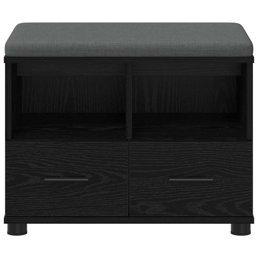 Halbank met kussen met lade Zwart Eiken 60 x 38 x 46 cm