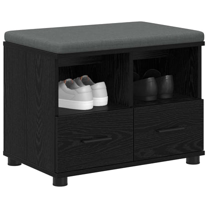 Halbank met kussen met lade Zwart Eiken 60 x 38 x 46 cm