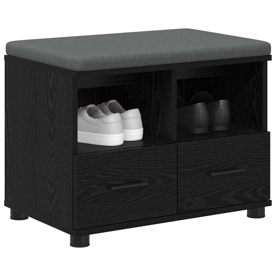 Halbank met kussen met lade Zwart Eiken 60 x 38 x 46 cm