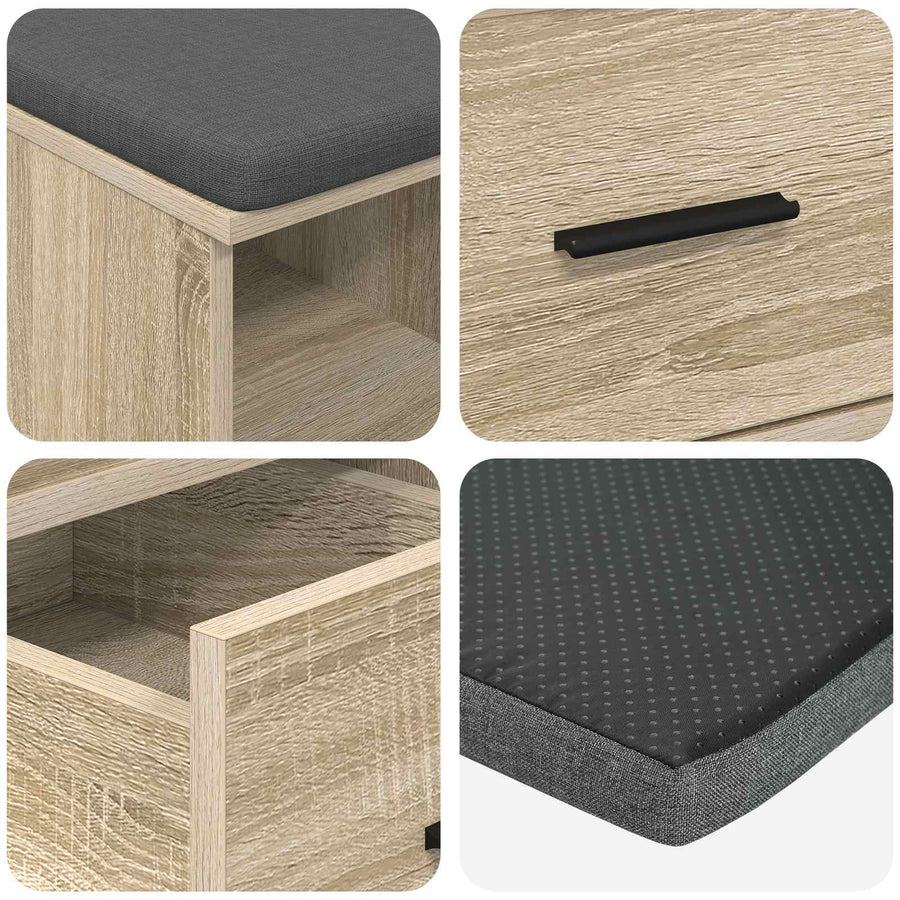 Halbank met kussen met lade Sonoma Eiken 60 x 38 x 46 cm