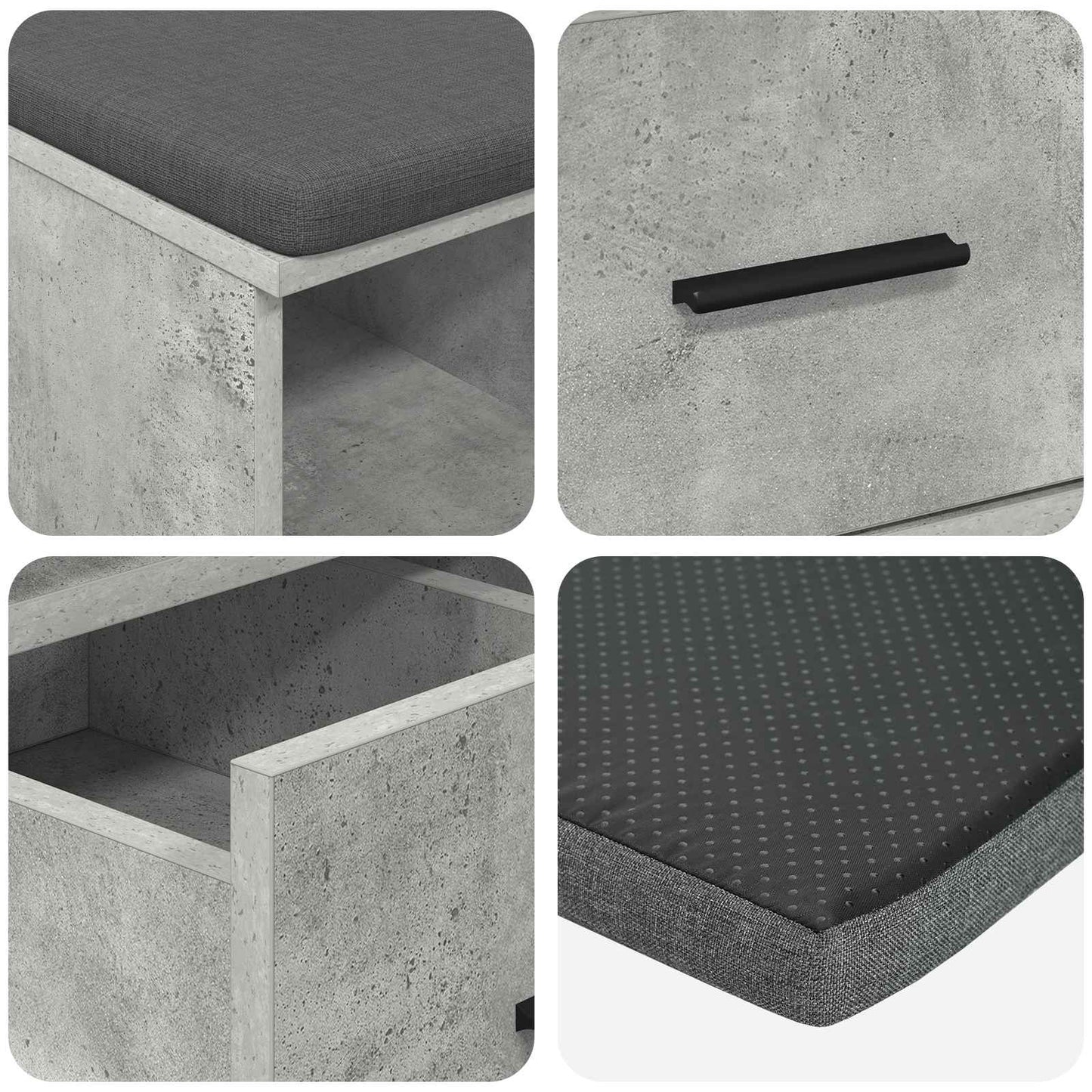 Halbank met kussen met lade Beton Grijs 60 x 38 x 46 cm