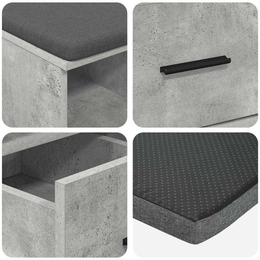 Halbank met kussen met lade Beton Grijs 60 x 38 x 46 cm