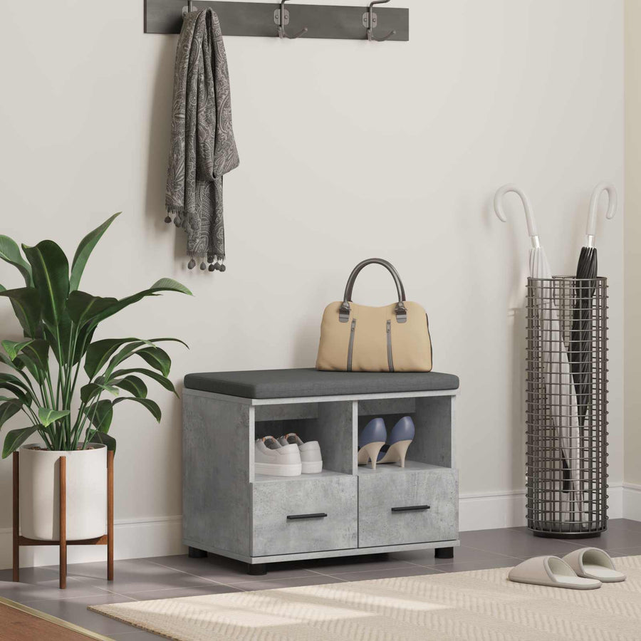 Halbank met kussen met lade Beton Grijs 60 x 38 x 46 cm
