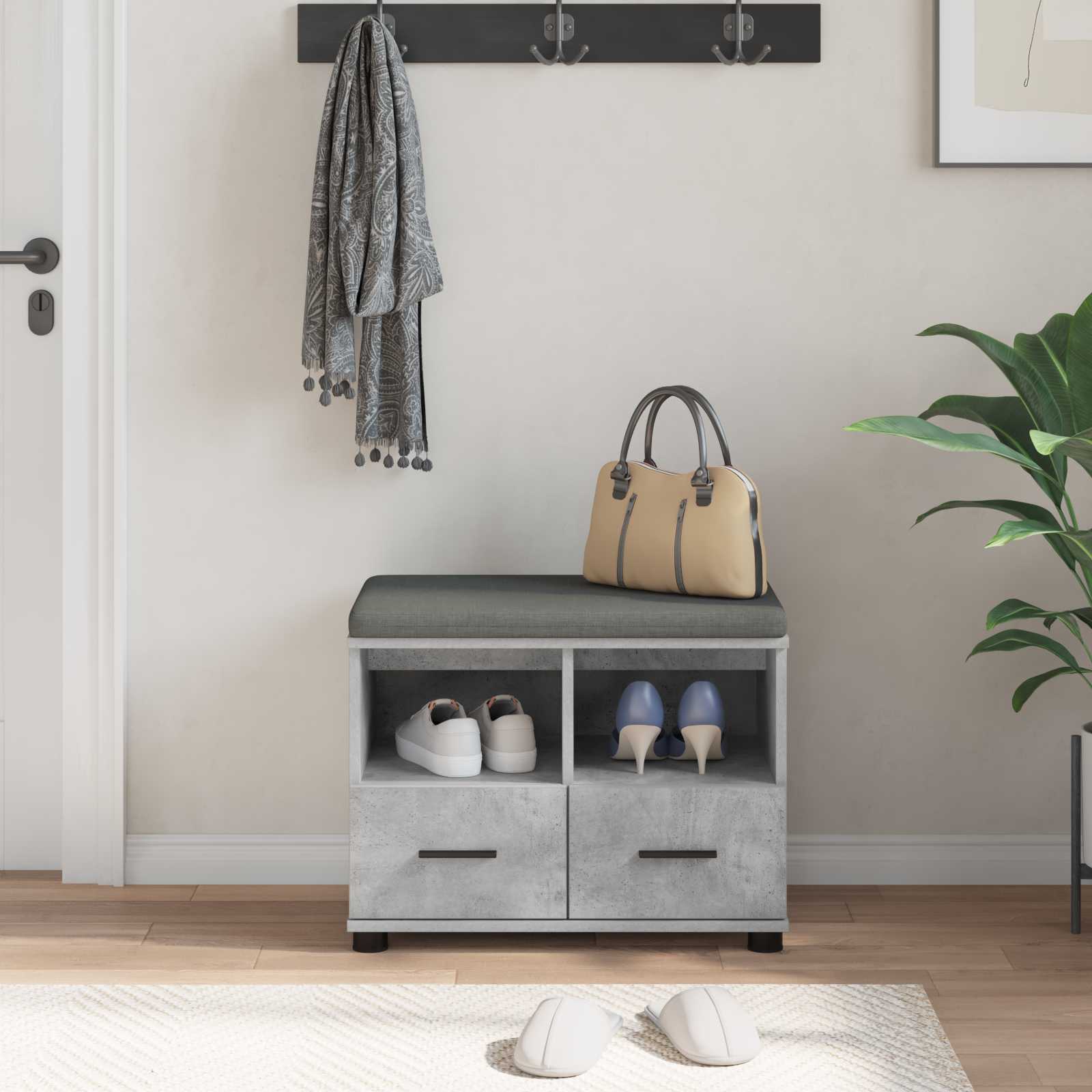 Halbank met kussen met lade Beton Grijs 60 x 38 x 46 cm