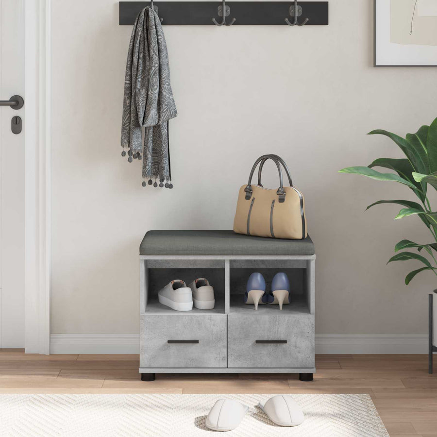 Halbank met kussen met lade Beton Grijs 60 x 38 x 46 cm