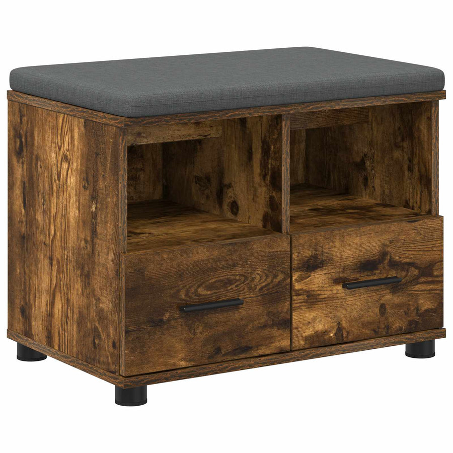 Halbank met kussen met lade Gerookt eiken 60 x 38 x 46 cm