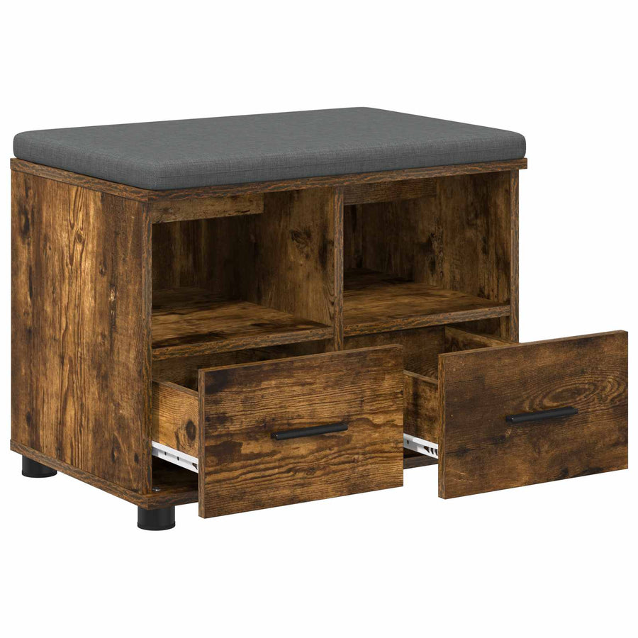 Halbank met kussen met lade Gerookt eiken 60 x 38 x 46 cm