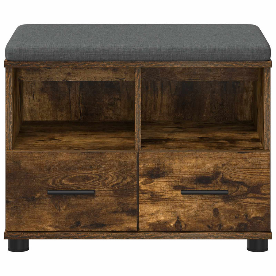 Halbank met kussen met lade Gerookt eiken 60 x 38 x 46 cm
