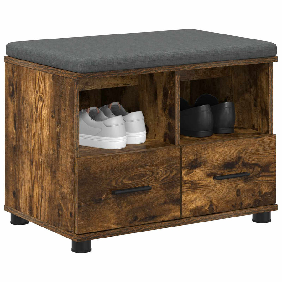 Halbank met kussen met lade Gerookt eiken 60 x 38 x 46 cm