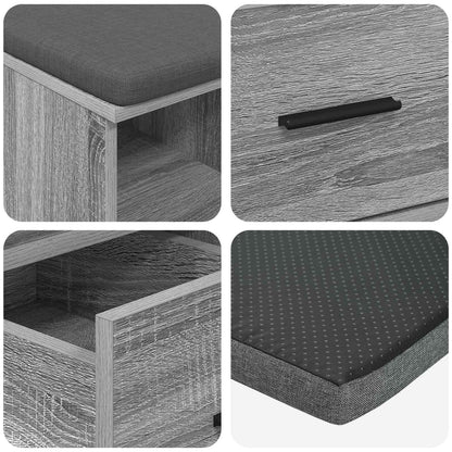 Halbank met kussen met lade Grijs Sonoma 60 x 38 x 46 cm