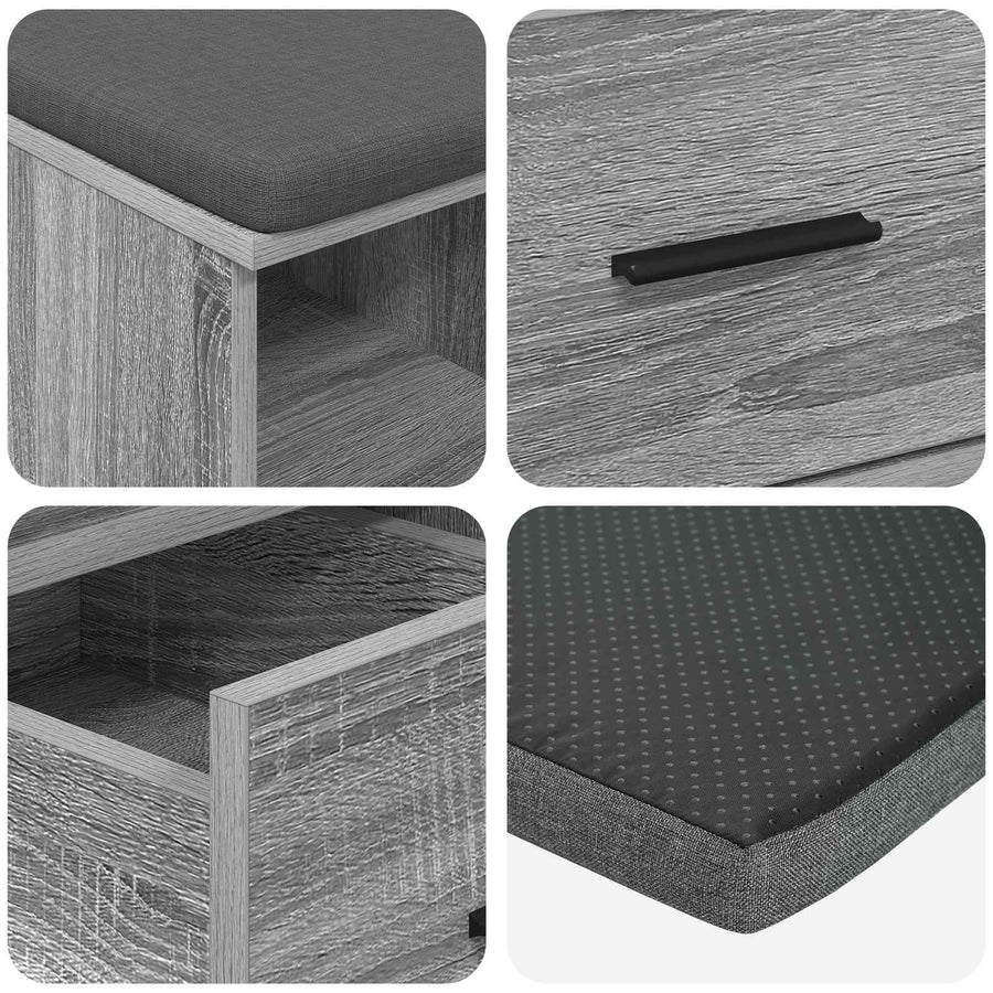 Halbank met kussen met lade Grijs Sonoma 60 x 38 x 46 cm