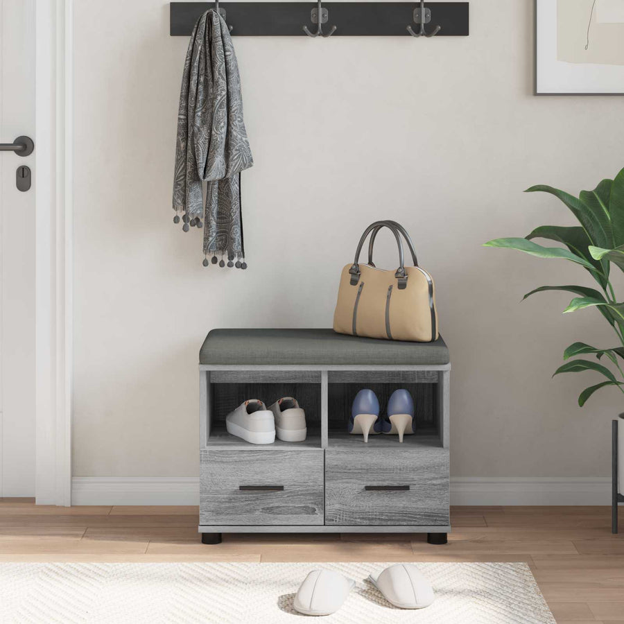 Halbank met kussen met lade Grijs Sonoma 60 x 38 x 46 cm