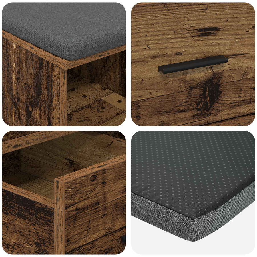 Halbank Oudhout 60 x 38 x 46 cm Spaanplaat en Bekledingsstof